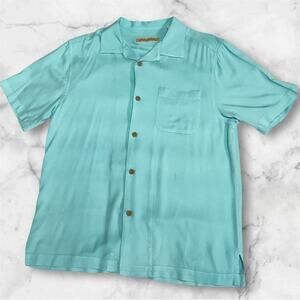 Tommy Bahama Lightweight Viscose Button Up Men’s Size Medium Turquoise Blue